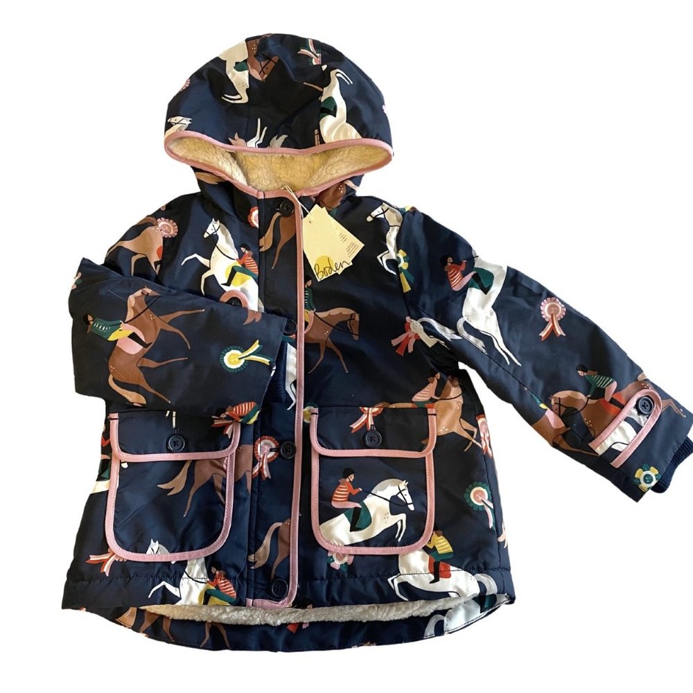 Mini Boden Girls Sherpa Lined Jacket Sz 2-3Y